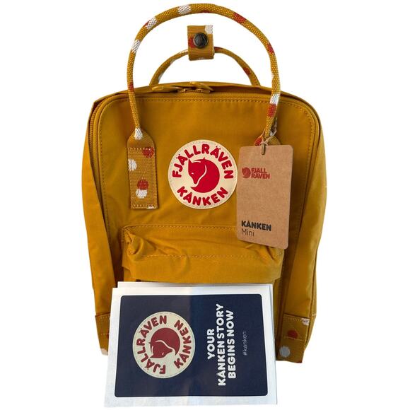Fjallraven Mini Backpack F23561 Ochre Yellow Confetti Polka Dot Water Resistant - Picture 1 of 9